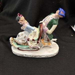 Porcelain Rococo Couple Figurine in Pastel Colors